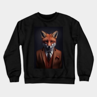 Adorable Fox In A Suit - Unique Wildlife Animal Print Art for Nature And Fashion Lovers Crewneck Sweatshirt
